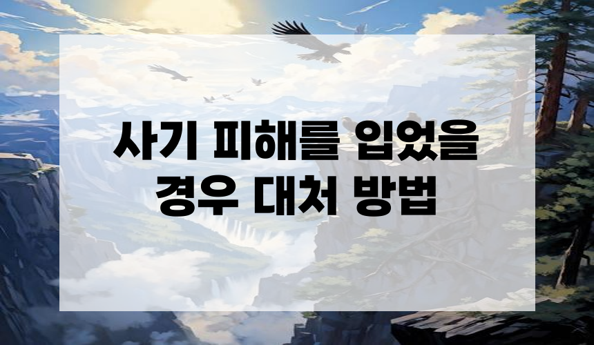 **사기 피해를 입었을 경우 대처 방법**