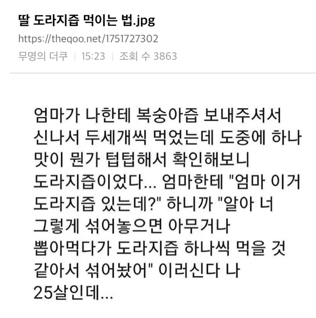  딸에게 도라지즙 먹이는 방법