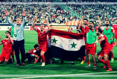 환호하는시리아축구대표팀