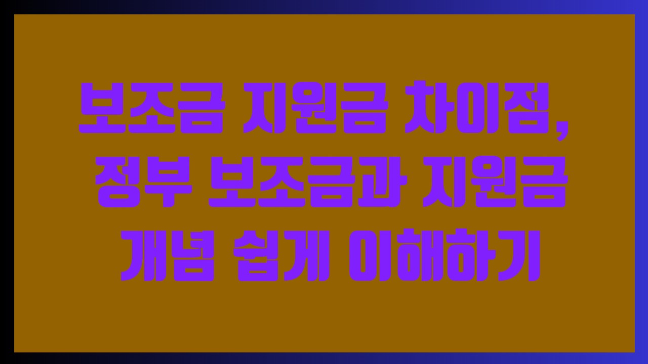 보조금 지원금 차이점, 정부 보조금과 지원금 개념 쉽게 이해하기