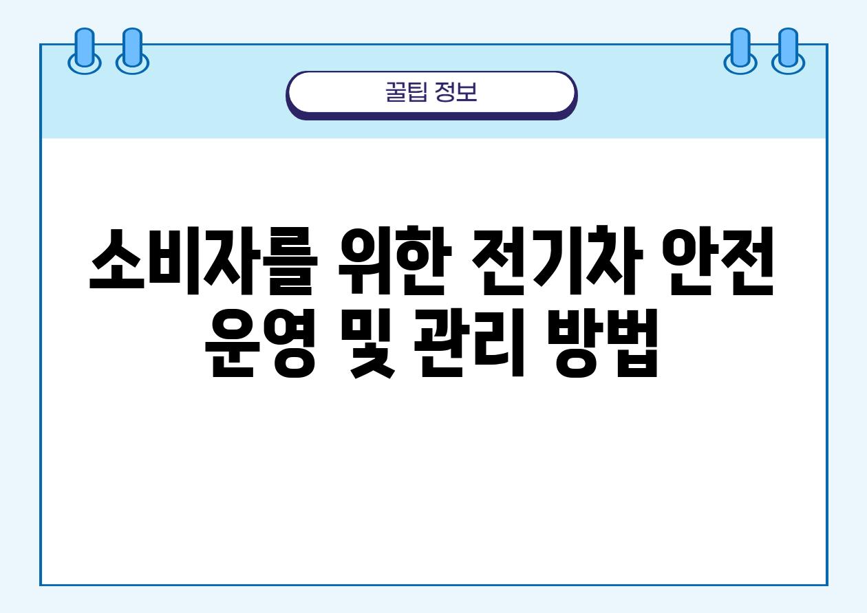 소비자를 위한 전기차 안전 운영 및 관리 방법