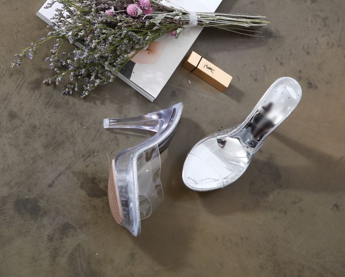  젤리밴딩 투명굽 11.5cm 하이힐 슬리퍼 뮬