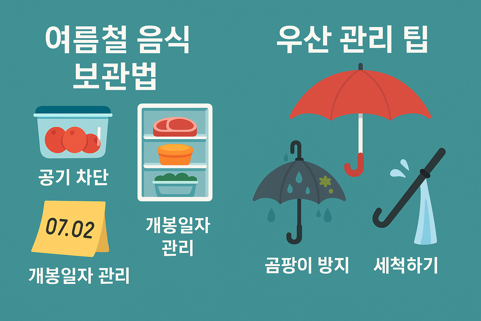 여름철 음식 보관법 및 우산관리 꿀팁
