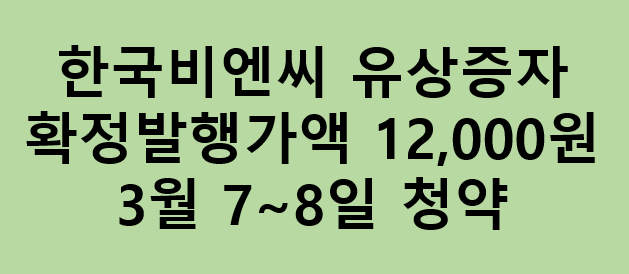 한국비엔씨 유상증자