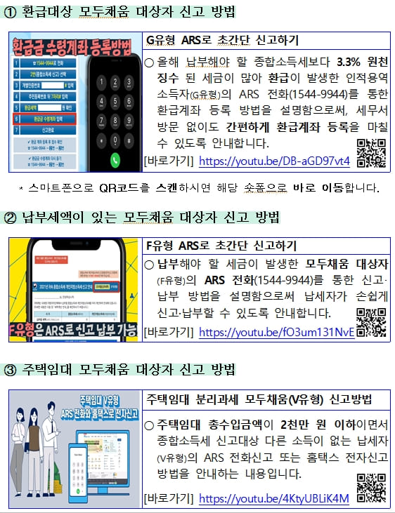  "종합소득세 전화 없이 영상 만 보고 신고" 국세청
