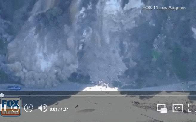  남부 캘리포니아의 해안 절벽 붕괴 Aerial video shows Southern California cliff collapsing onto beach