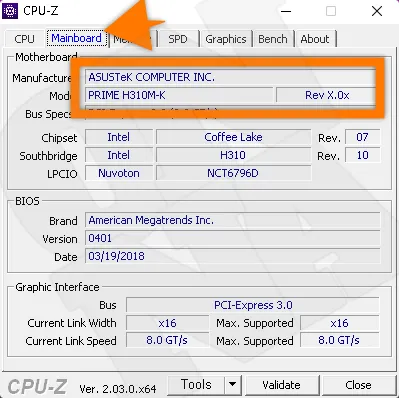 CPU Z 메인보드 확인