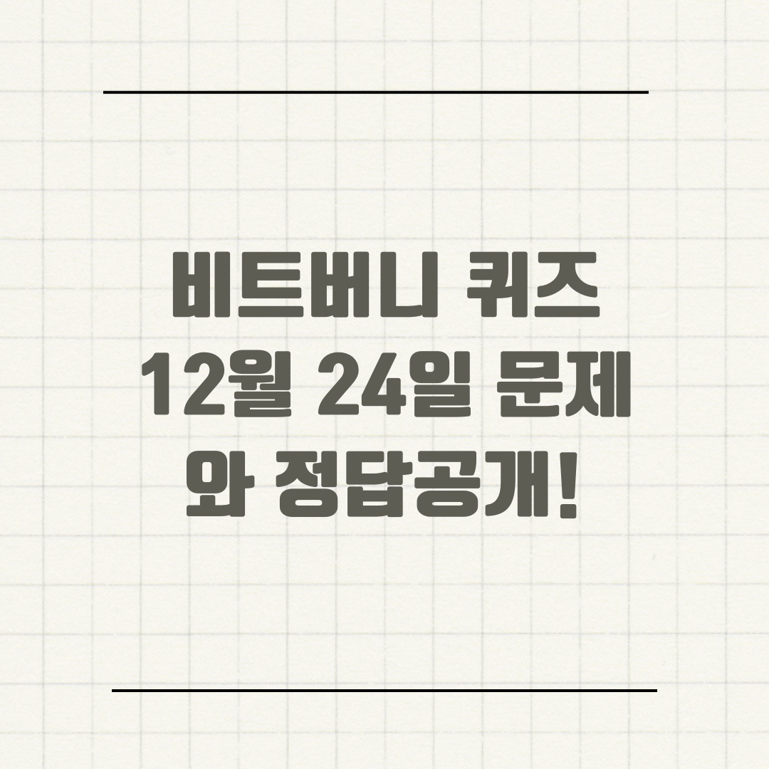 비트버니 퀴즈 12월 24일 문제와 정답공개!