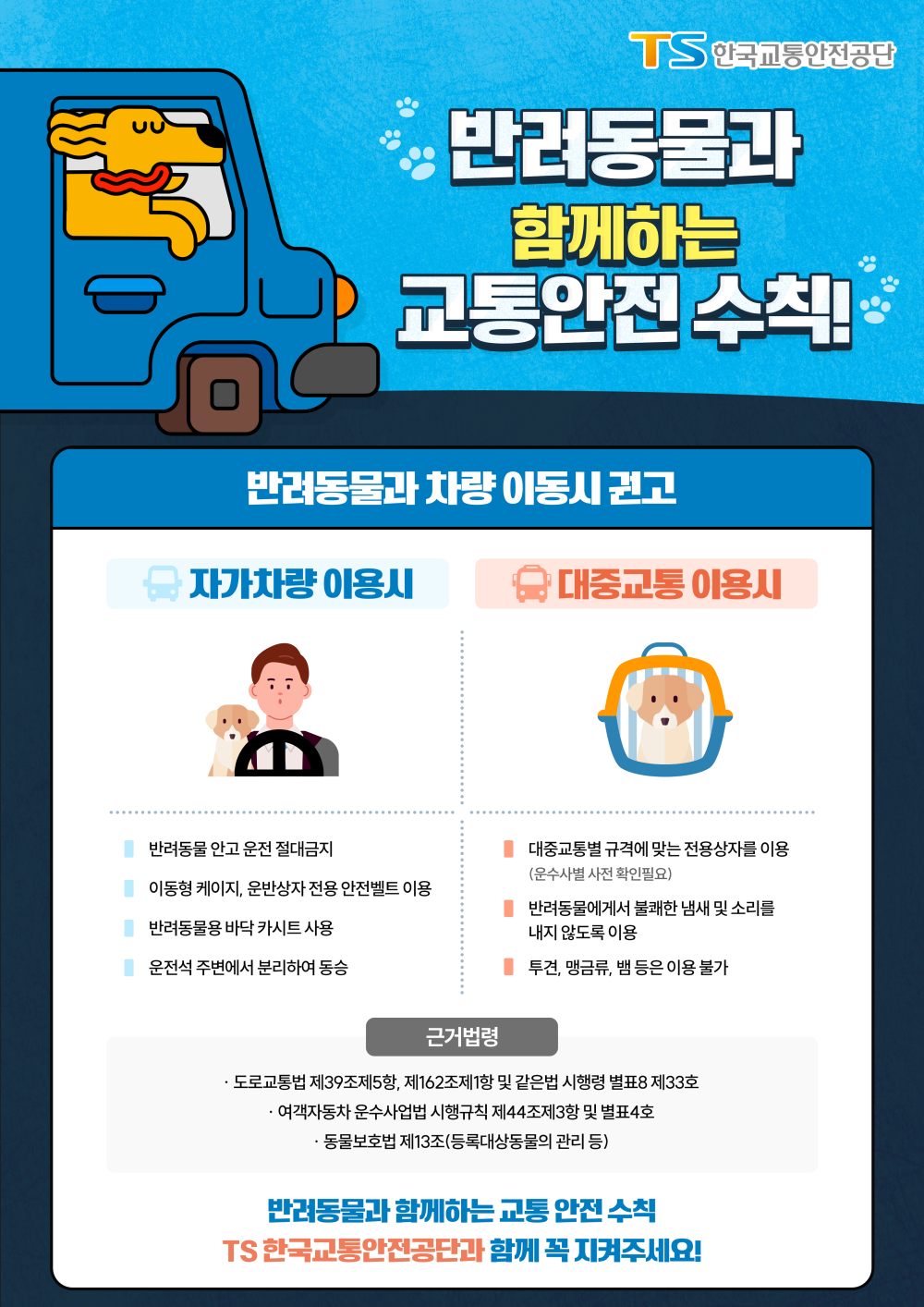 반려동물과 함께하는 교통안전수칙 홍보 포스터