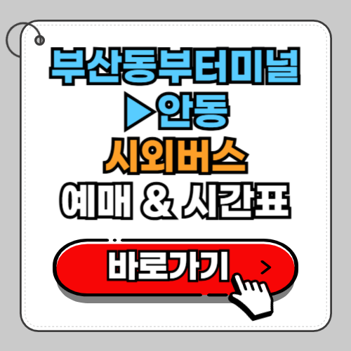 부산동부터미널 안동 시외버스 예매 시간표