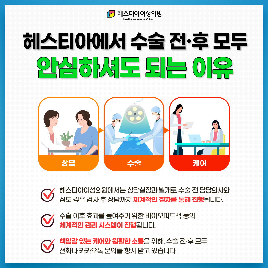 헤스티아에서 수술 전 후 모두 안심하셔도 되는 이유