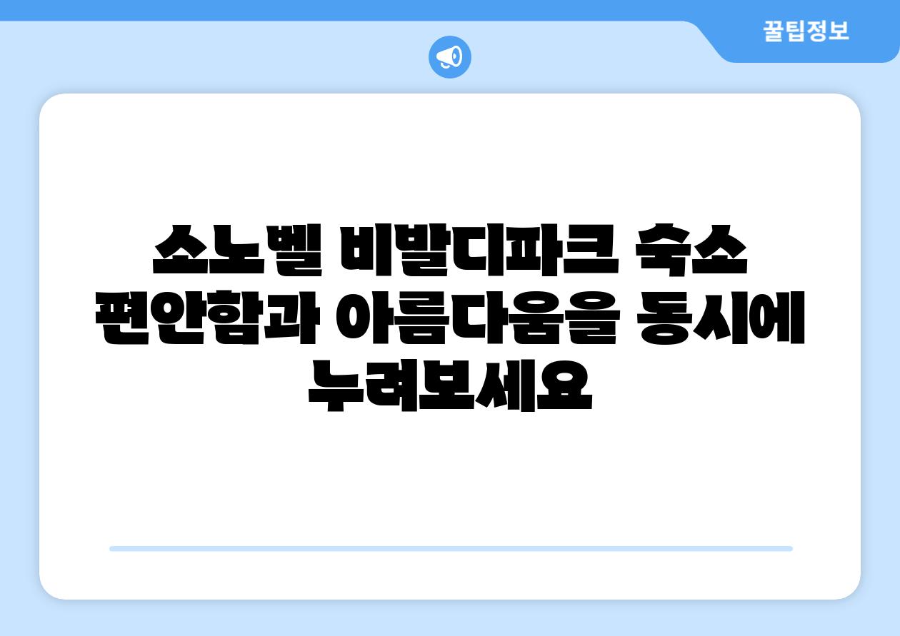 소노벨 비발디파크 숙소 편안함과 아름다움을 동시에 누려보세요