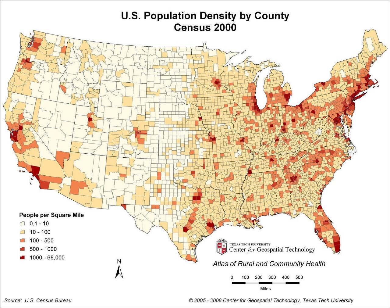 미국 인구밀도: 카운티기준 (2010년)