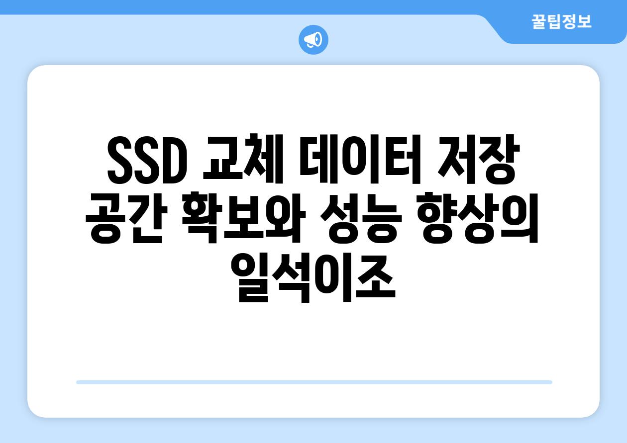 SSD 교체 데이터 저장 공간 확보와 성능 향상의 일석이조
