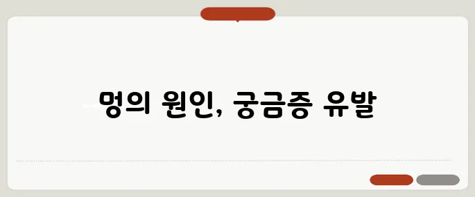 멍이 잘드는 이유 확인 단순 외상일까? 혈관문제일까?