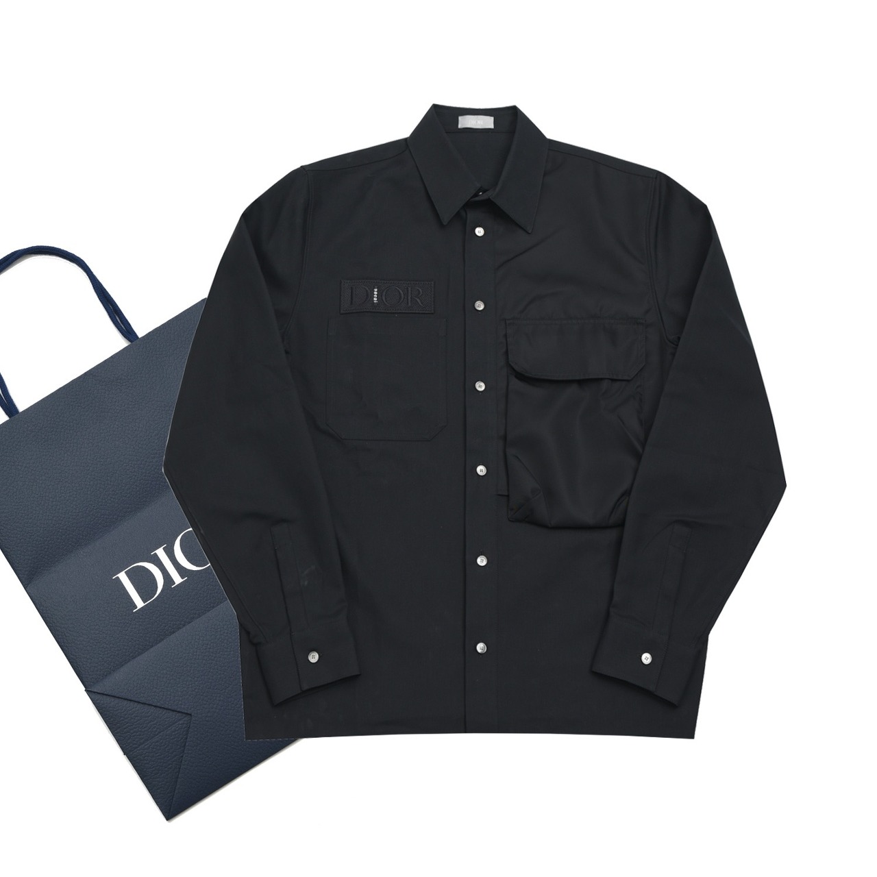  [DIOR x SACAI] 디올 X 사카이 블랙 코튼 파유 오버 셔츠 213C534A4451_C900