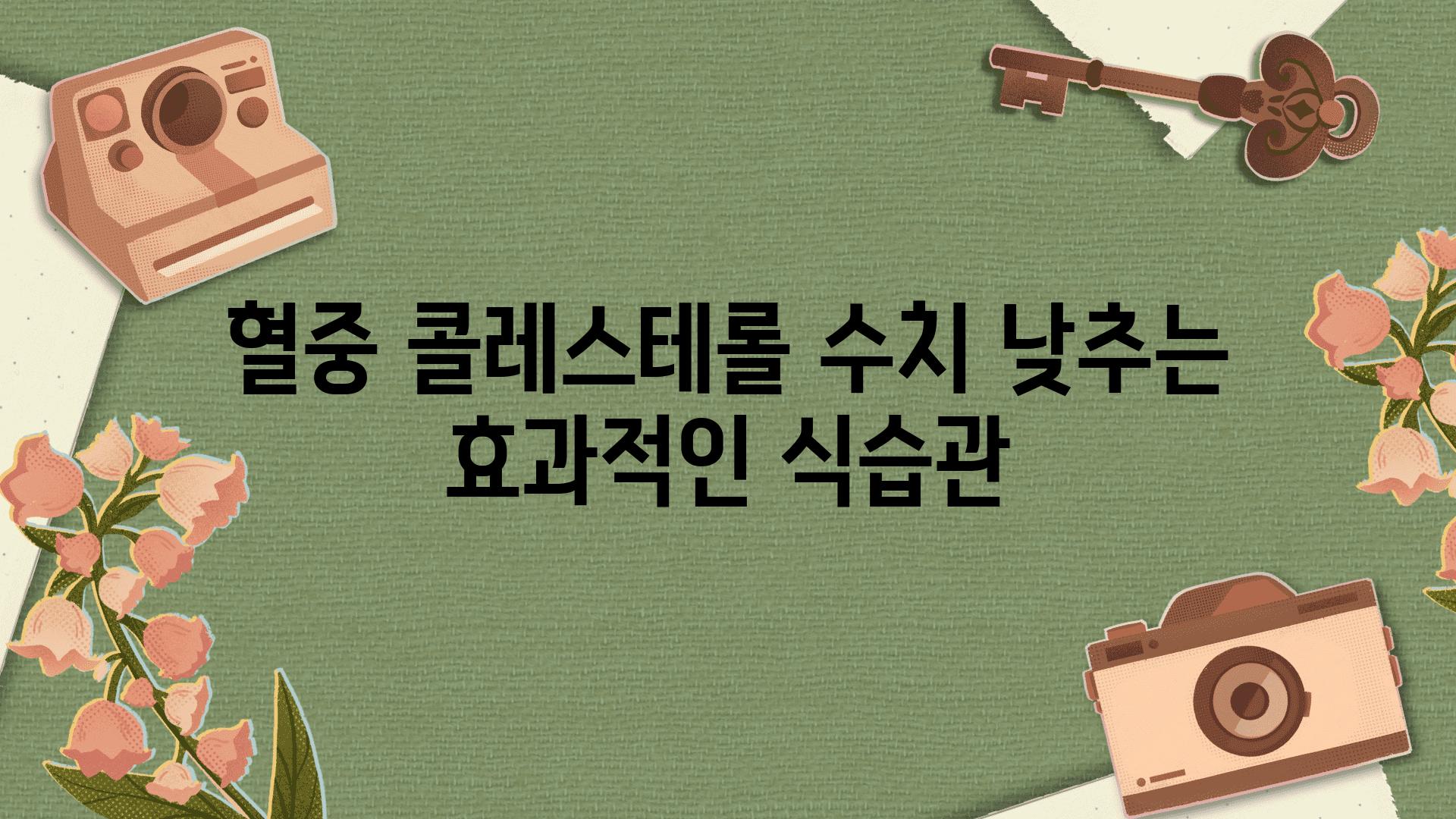 혈중 콜레스테롤 수치 낮추는 효과적인 식습관