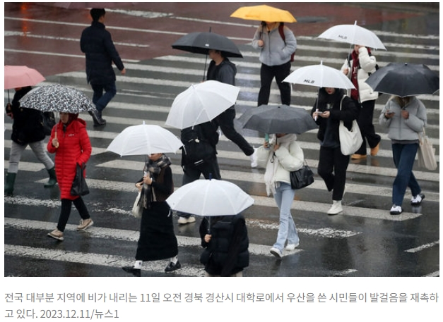 비 온다! 겨울 같지 않은 날씨...주말부터 강추위 시작...강원도 폭