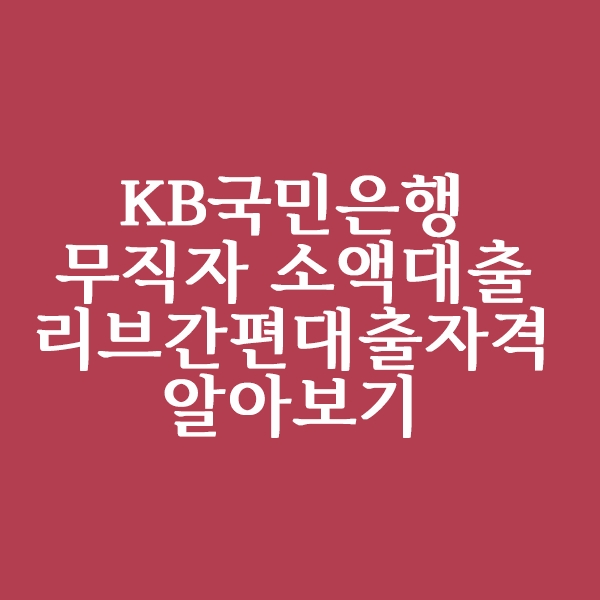 KB국민은행 무직자 대출 리브간편대출 자격 알아볼까요?
