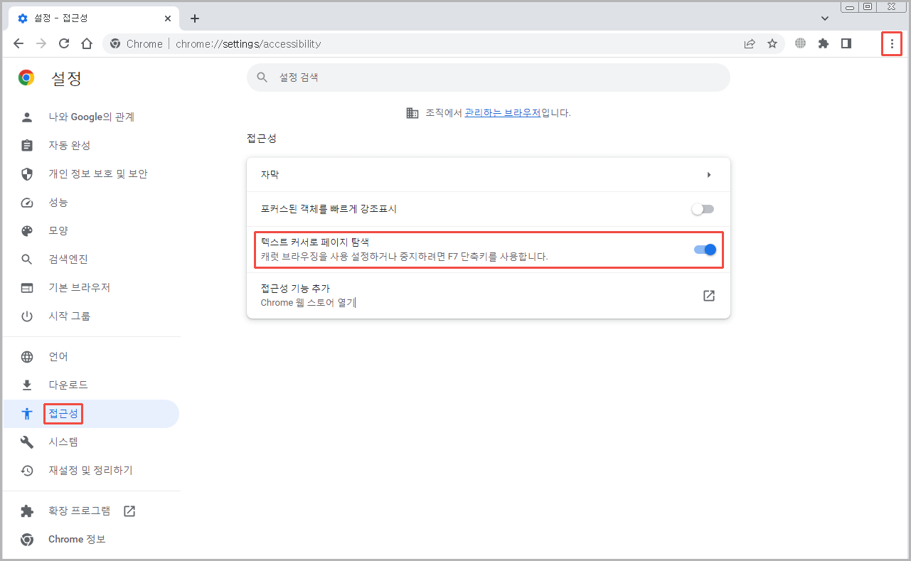 구글-크롬-캣러-브라우징-설정-방법