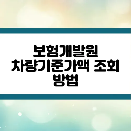 보험개발원 차량기준가액 조회 방법