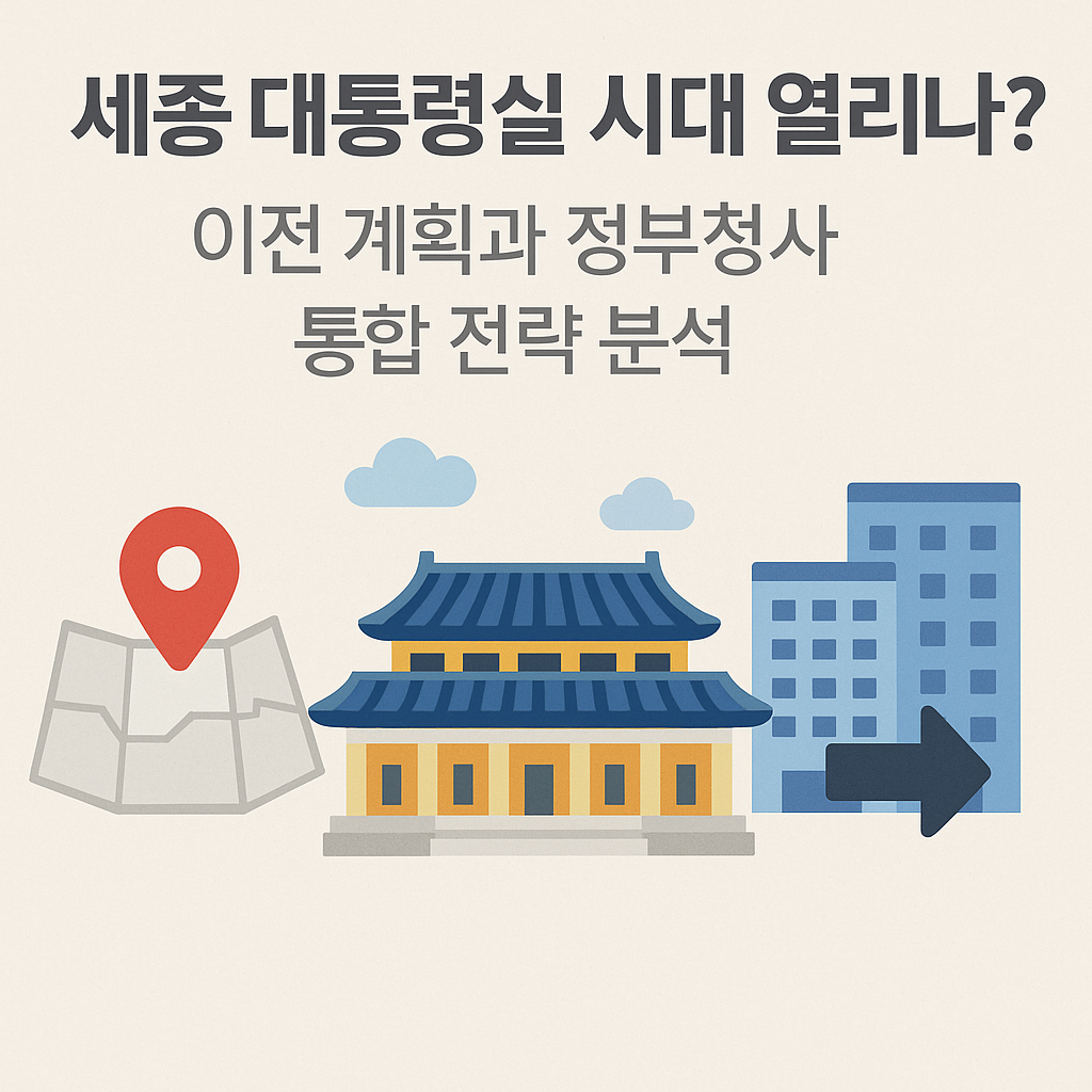 세종시 대통령 집무실 이전 계획과 정부청사 통합 전략을 설명하는 인포그래픽
