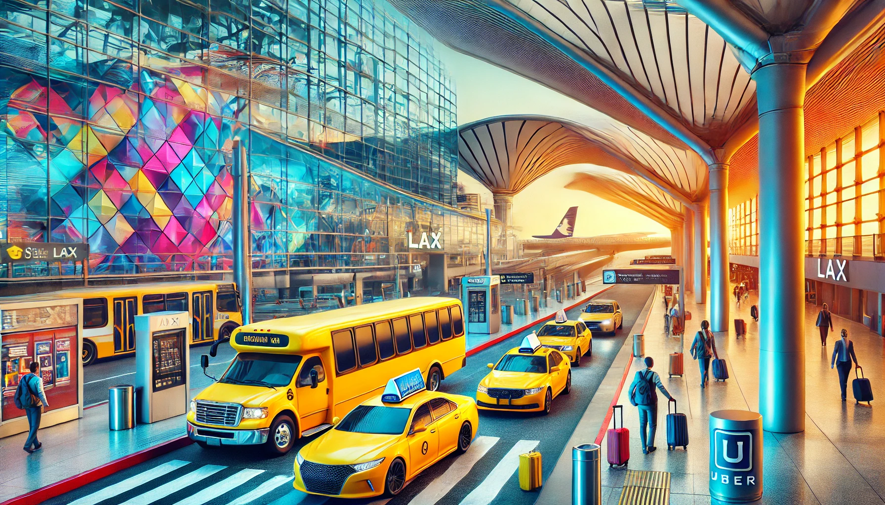 LAX 공항 + 이동 수단 (셔틀버스, 택시, 우버) 사진
