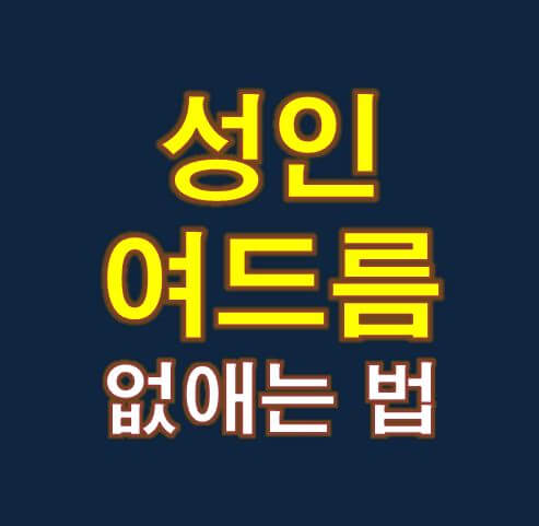  성인 여드름 없애는 법