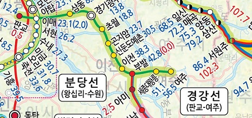 경강선 신판교에서 여주행 휴일 오전 전철열차 기차 시간표 정차역