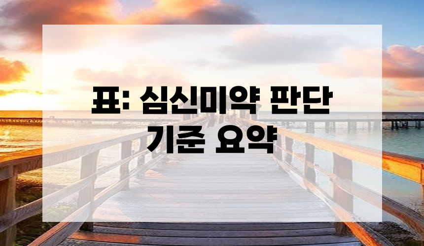 **5. 표: 심신미약 판단 기준 요약**