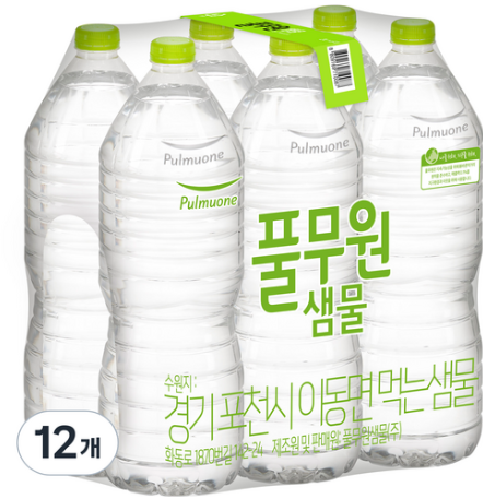  물 한 잔으로 상쾌함을 느낄 수 있는 풀무원샘물 무라벨 생수, 2L, 12개"