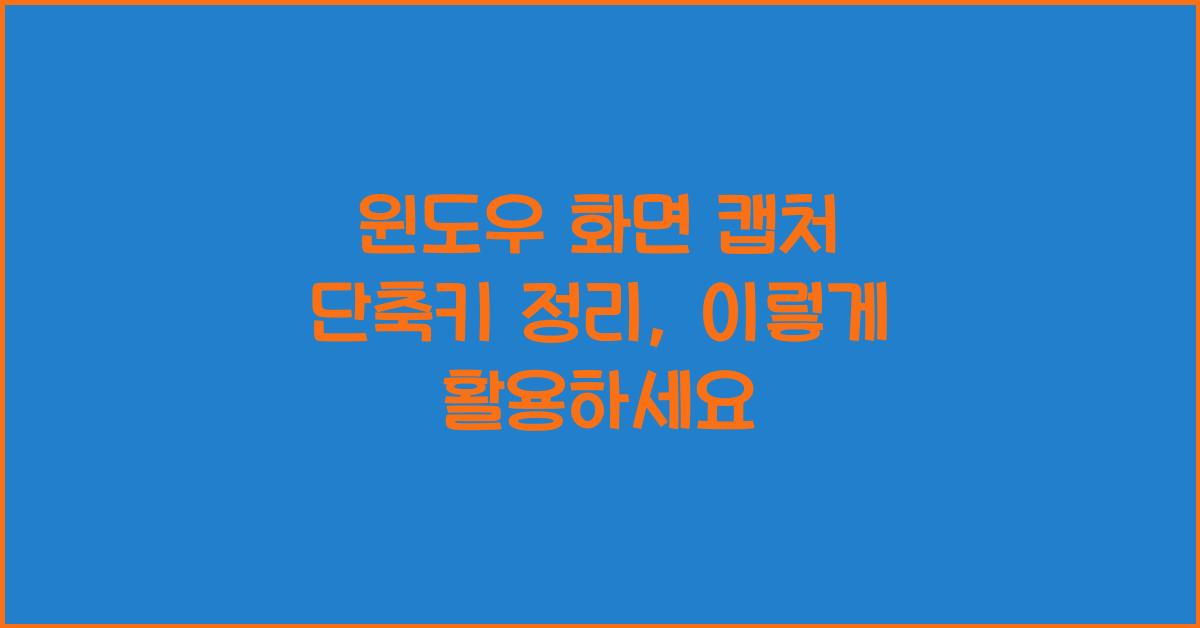 윈도우 화면 캡처 단축키 정리