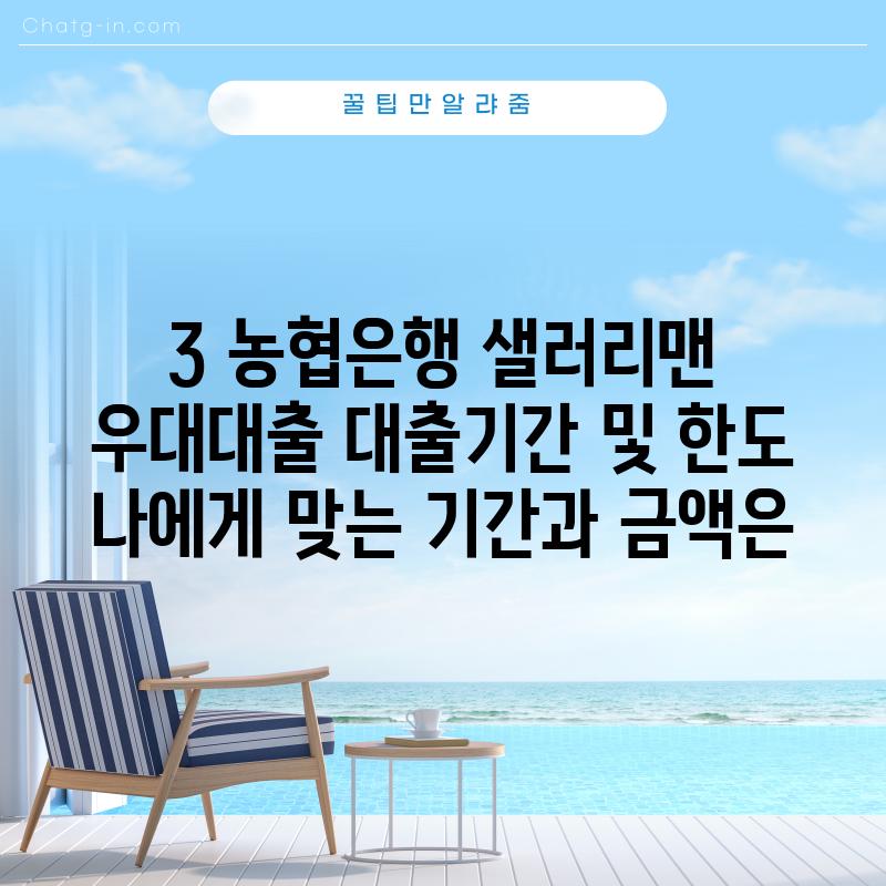 3. 농협은행 샐러리맨 우대대출 대출기간 및 한도: 나에게 맞는 기간과 금액은?