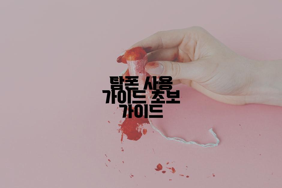 탐폰 사용 가이드 초보 가이드