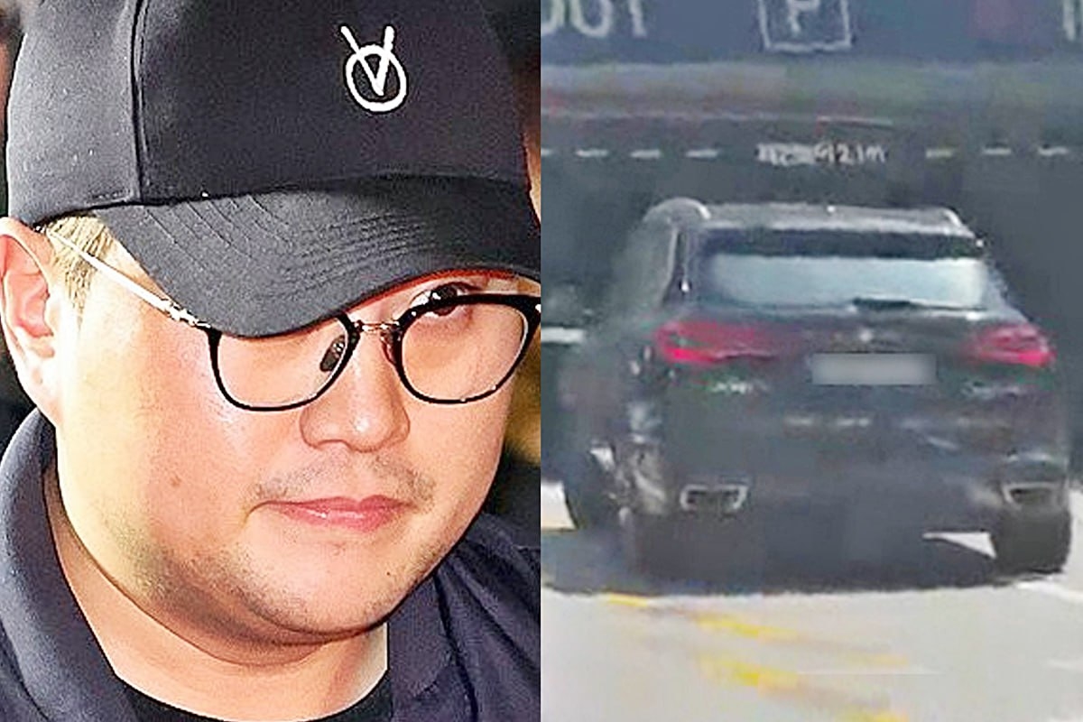 음주 운전과 뺑소니 사고 혐의로 구속된 가수 김호중(33)이 경찰 조사를 받으러 타고 온 BMW X5