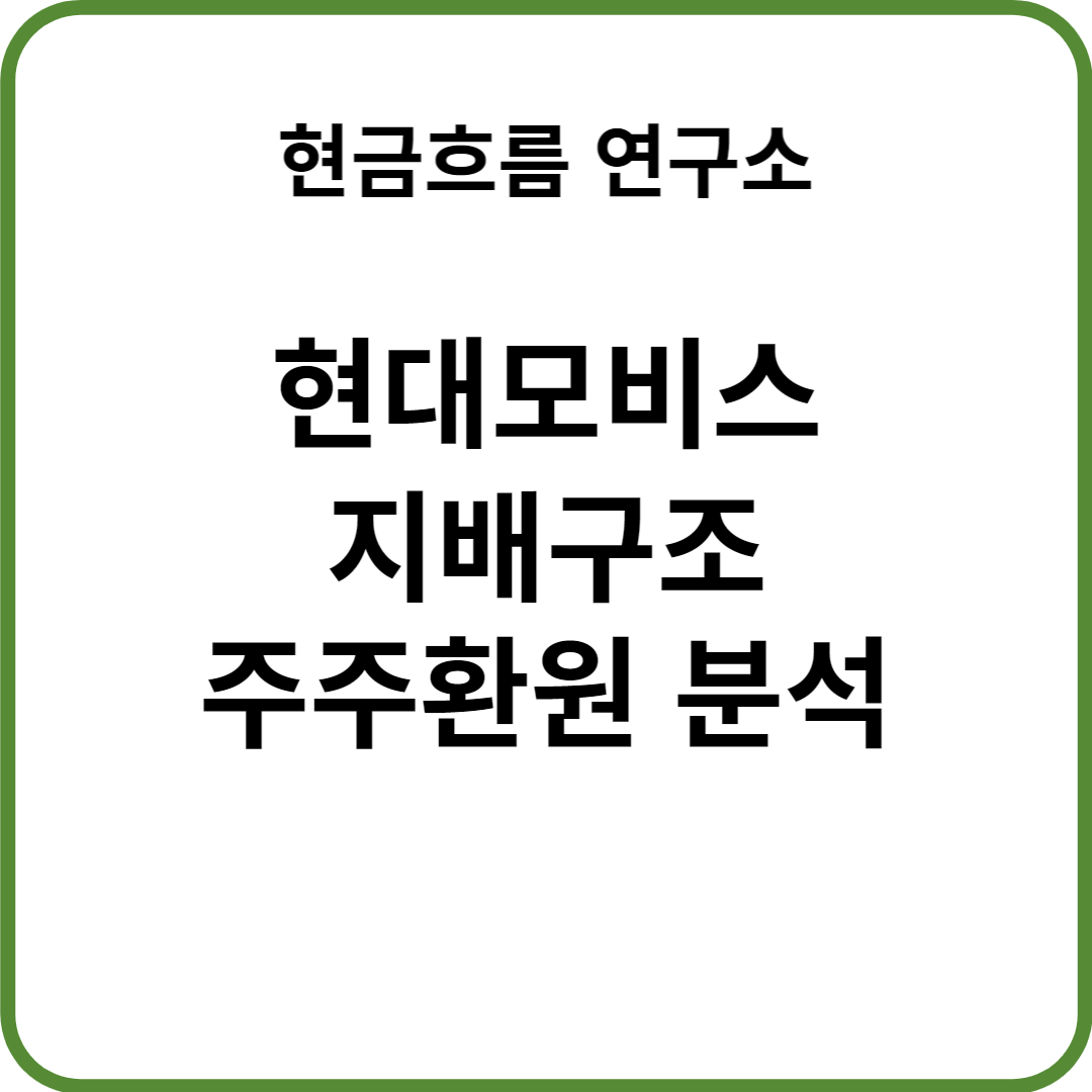  현대모비스 지배구조 분석을 통한 주주환원 배당 자사주 소각 분석! 쉽게 설명해드리겠습니다.