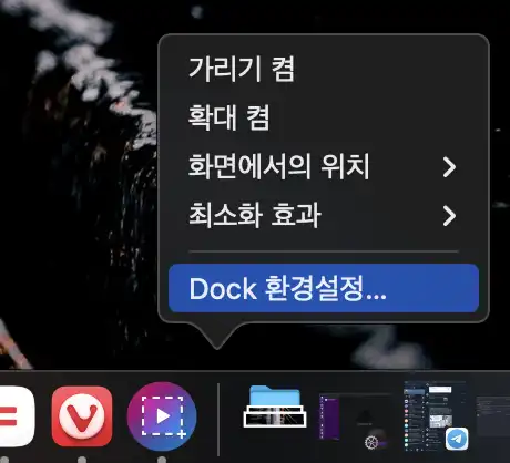 맥 독 mac dock 위치 변경