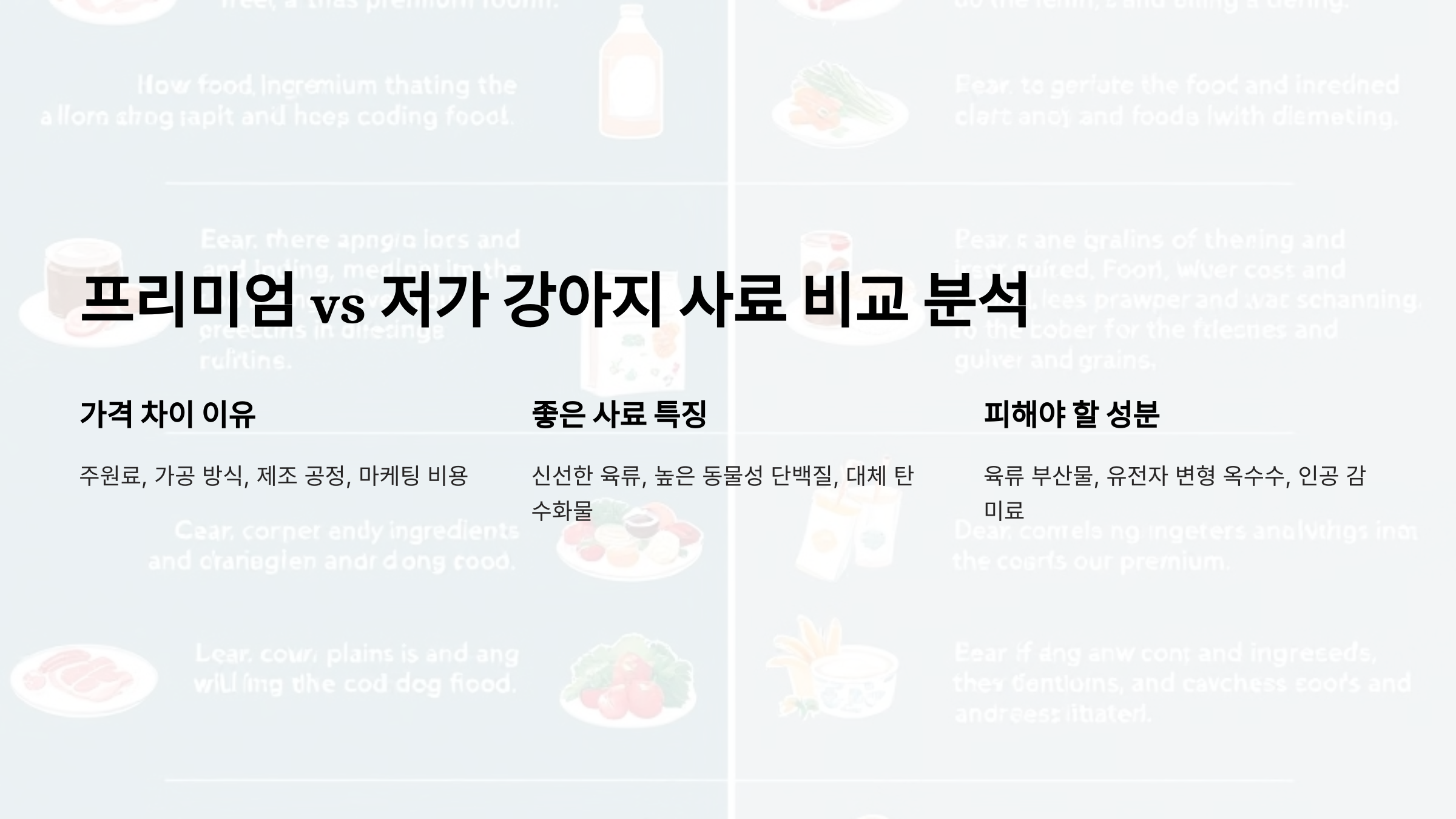 프리미엄 vs 저가 강아지 사료, 성분별 비교 분석 &amp; 추천