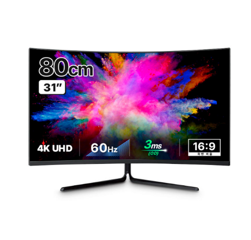 한성컴퓨터 4K UHD 1500R 커브드 모니터, 커브드 디자인과 생생한 화면 제공