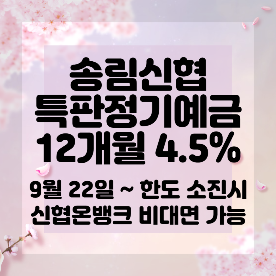 송림신협 특판정기예금