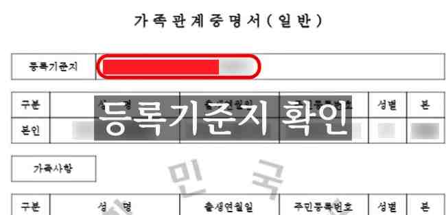 가족관계증명서-안에-있는-등록기준지-내용