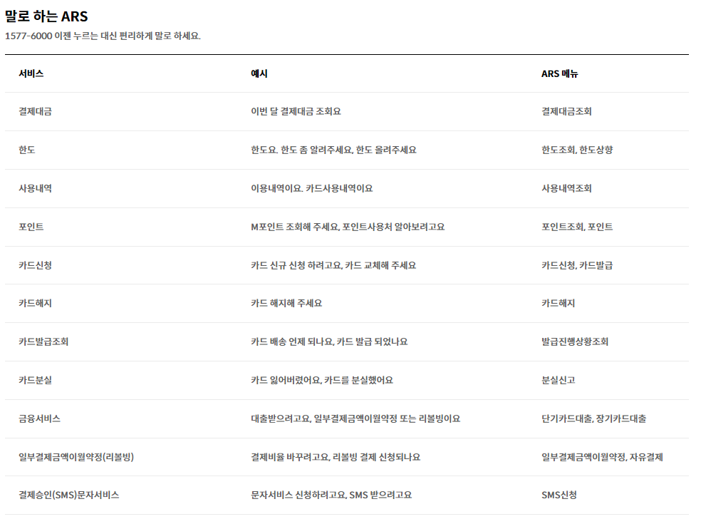 현대카드_고객센터_말로하는_ARS
