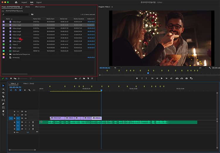 프리미어 프로 화면