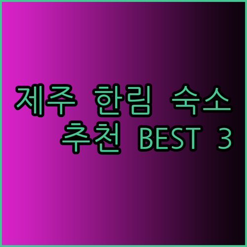 제주 한림 숙소 추천 세 곳 아루미호