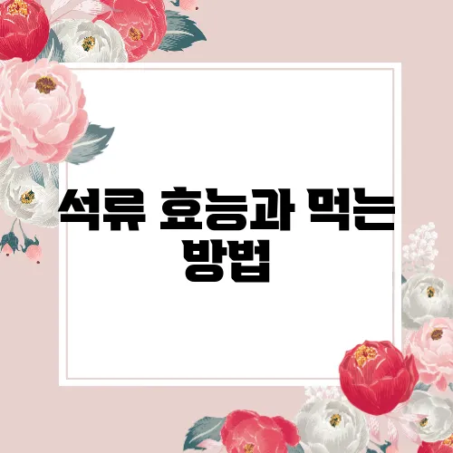 석류 효능과 먹는 방법