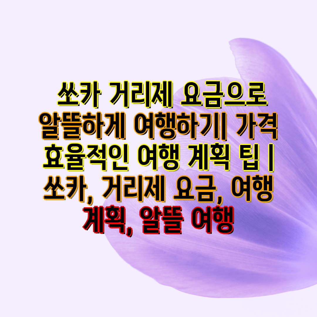  쏘카 거리제 요금으로 알뜰하게 여행하기 가격 효율적인