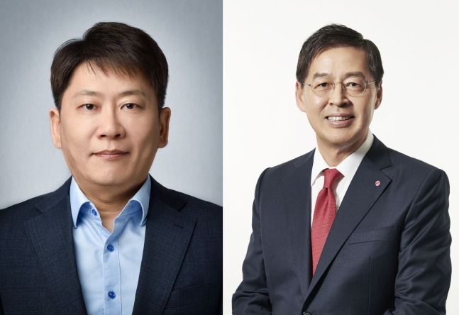 김동명(왼쪽) LG에너지솔루션 대표이사 사장&#44; 신학철(오른쪽) LG화학 부회장.