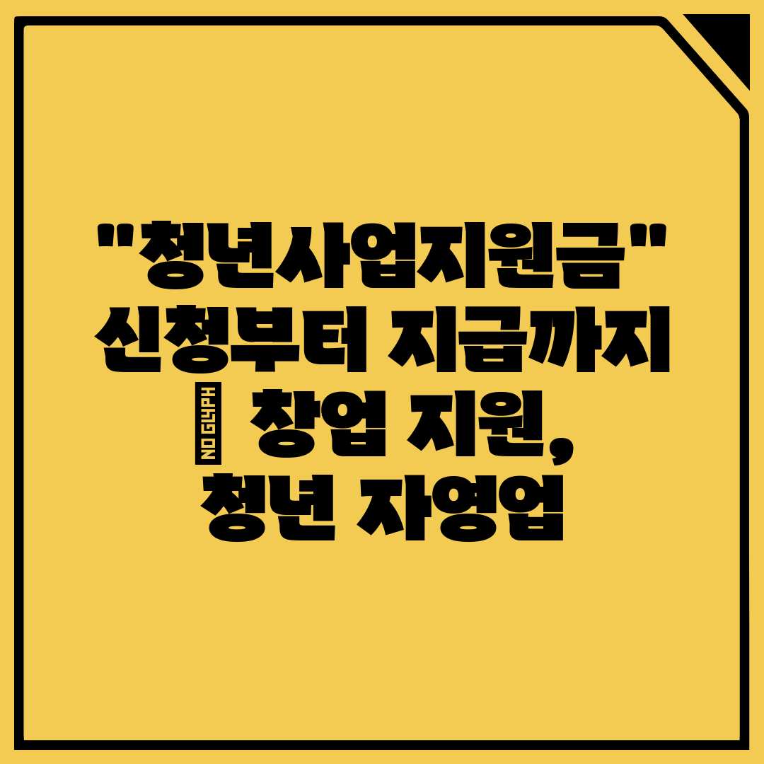 청년사업지원금 신청부터 지급까지 │ 창업 지원, 청년 