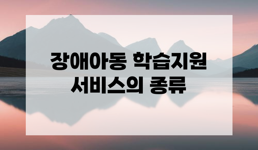 장애아동 학습지원 서비스의 종류