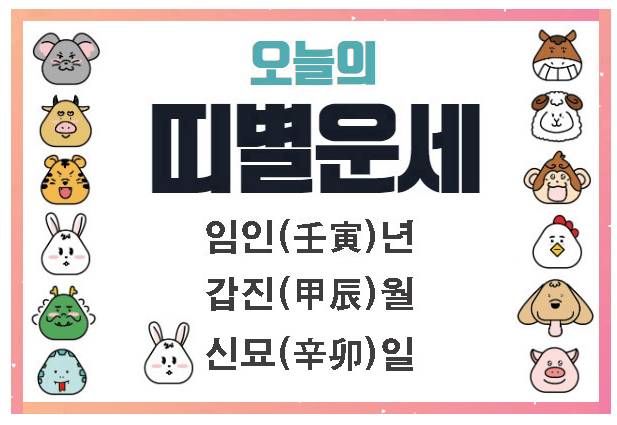  4월 8일(음력 3월 8일, 일진은 신묘 辛卯) 12지신 띠별 운세 & 궁합